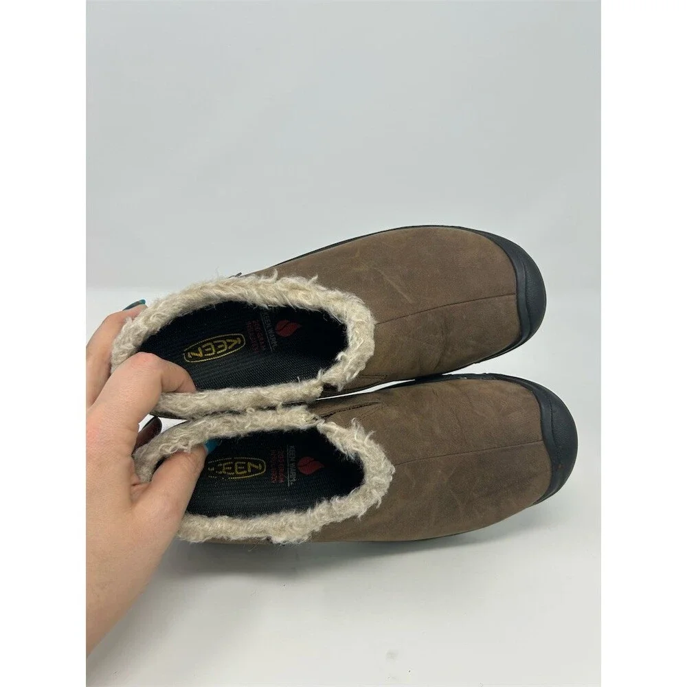 KEEN Bailey Slip-On Shoes Womens Brown Waterproof Faux Fur Lined Outdoor Size 7